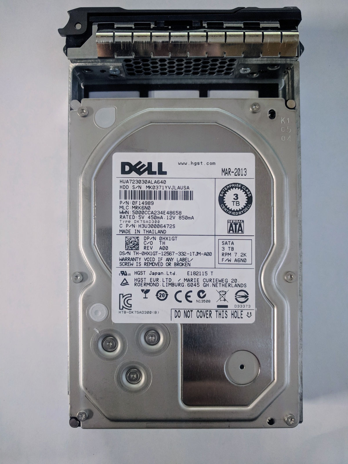 DELL 0HX1GT 3TB 7.2K SATA 6Gbps 3.5" Server Hard Drive